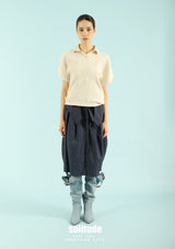Beige Crinkled Polo Tee