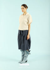 Beige Crinkled Polo Tee