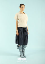 Beige Crinkled Polo Tee