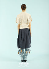 Beige Crinkled Polo Tee