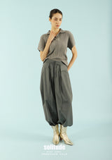 Charcoal Crinkled Polo Tee