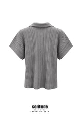 Charcoal Crinkled Polo Tee