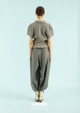 Charcoal Crinkled Polo Tee