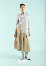 Ruffle Details Striped Shirt