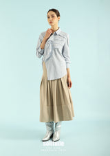 Ruffle Details Striped Shirt