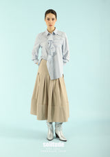 Ruffle Details Striped Shirt