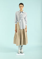 Ruffle Details Striped Shirt