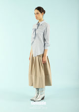 Ruffle Details Striped Shirt
