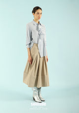 Ruffle Details Striped Shirt