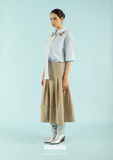 Apricot Pleated Maxi Skirt
