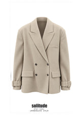 Apricot Double-Breasted Blazer