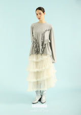 Heather Grey Gathered Long Sleeve Tee