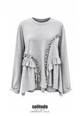 Heather Grey Gathered Long Sleeve Tee