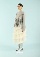 Heather Grey Gathered Long Sleeve Tee
