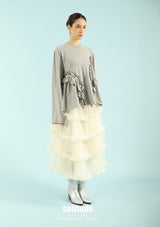 Heather Grey Gathered Long Sleeve Tee