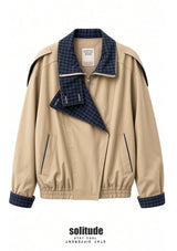 British Plaid Zip Up Jacket