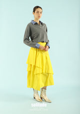Grey Double Collar Polo Tee