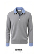 Grey Double Collar Polo Tee