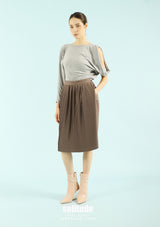 Brown Pleated Short Skirt