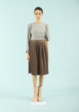 Brown Pleated Short Skirt