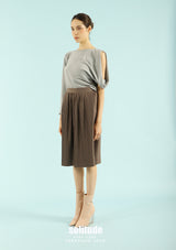 Brown Pleated Short Skirt