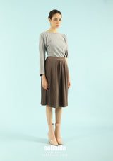 Brown Pleated Short Skirt