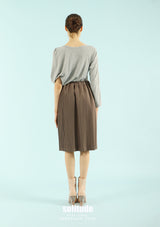 Brown Pleated Short Skirt
