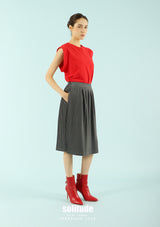 Charcoal Double Layer Jeans Cut Skirt