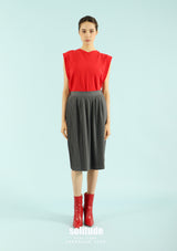 Charcoal Double Layer Jeans Cut Skirt
