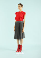 Charcoal Double Layer Jeans Cut Skirt