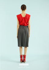 Charcoal Double Layer Jeans Cut Skirt