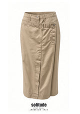 Beige Double Layer Jeans Cut Skirt