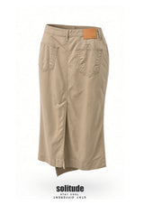 Beige Double Layer Jeans Cut Skirt