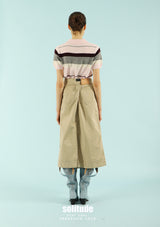 Beige Double Layer Jeans Cut Skirt