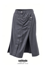 Navy Double Layer Jeans Cut Skirt