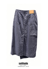 Navy Double Layer Jeans Cut Skirt