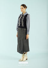 Navy Double Layer Jeans Cut Skirt