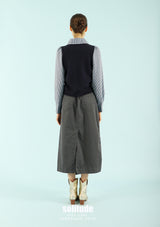 Navy Double Layer Jeans Cut Skirt