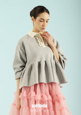 Grey Mixed Fabrics Knitted Top
