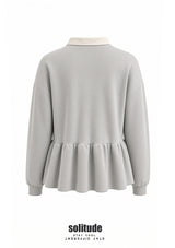 Grey Mixed Fabrics Knitted Top
