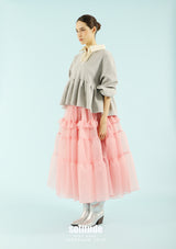 Grey Mixed Fabrics Knitted Top