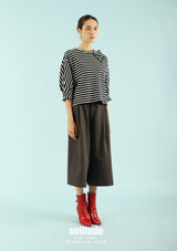 Navy Striped Bow 3/4 Sleeve Top