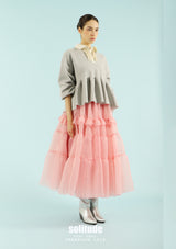 Grey Mixed Fabrics Knitted Top
