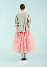 Grey Mixed Fabrics Knitted Top