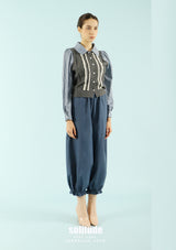 Blue Elastic-Cuff Pants