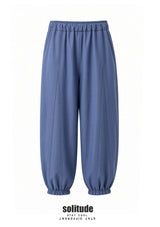 Blue Elastic-Cuff Pants