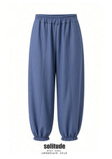 Blue Elastic-Cuff Pants