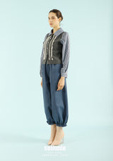 Blue Elastic-Cuff Pants