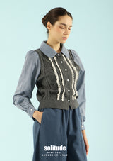 Grey Mixed Fabrics Top