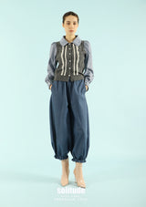 Grey Mixed Fabrics Top